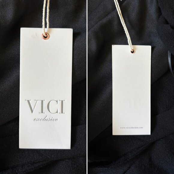 VICI Ruched Black Linen-Like Halter Maxi Dress Womens Large Formal Wedding Guest - Picture 8 of 16